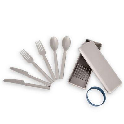 Simply Essential&trade; 7-Piece Eco-Plastic Flatware Set and Case in Cool Grey