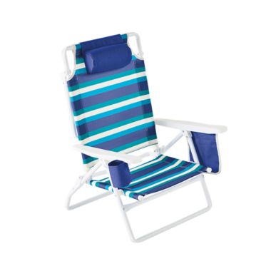 H for Happy&trade; 5-Position Beach Chair in Blue Stripe. View a larger version of this product image.