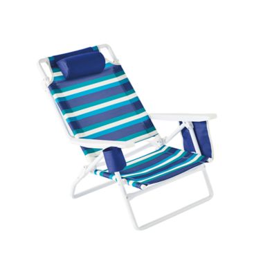 H for Happy&trade; 5-Position Beach Chair in Blue Stripe. View a larger version of this product image.
