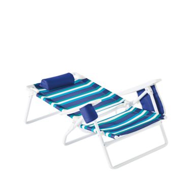 H for Happy&trade; 5-Position Beach Chair in Blue Stripe. View a larger version of this product image.