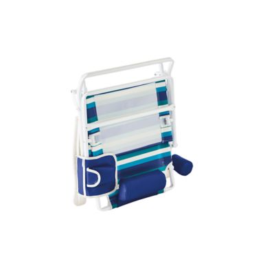 H for Happy&trade; 5-Position Beach Chair in Blue Stripe. View a larger version of this product image.