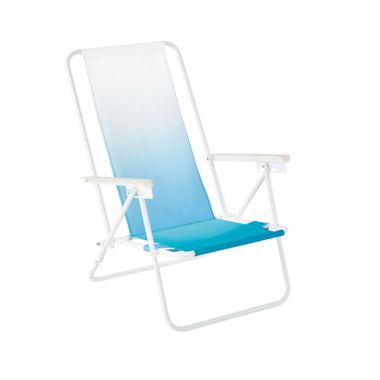 H for Happy&trade; 5-Position Beach Chair in Blue/White Ombre. View a larger version of this product image.