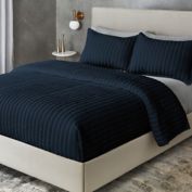 The Threadery&trade; Silk Velvet 3-Piece Full/Queen Channel Stitch Quilt Set in Navy Blazer