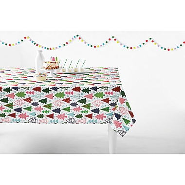 H for Happy&trade; Holiday Christmas Tree Forest 60-Inch x 144-Inch Oblong Tablecloth. View a larger version of this product image.