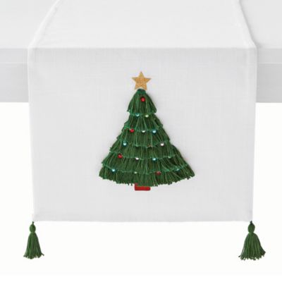 H for Happy&trade; Evergreen Tassel Tree 90-Inch Table Runner in Off White/Green