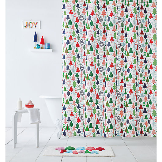 Alternate image 1 for H for Happy™ Christmas Tree Forest Shower Curtain