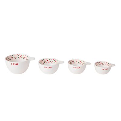 H for Happy&trade; Ceramic Holiday Measuring Cups in White (Set of 4)