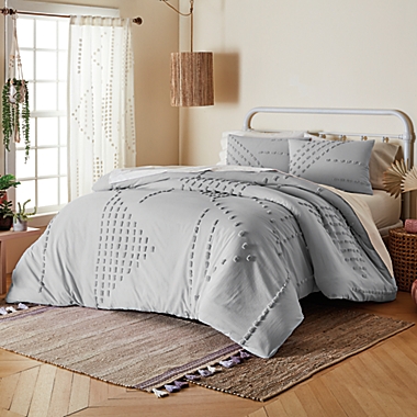 Wild Sage&trade; Michaela Tufted Triangles 3-Piece Full/Queen Comforter Set in Lunar Rock. View a larger version of this product image.