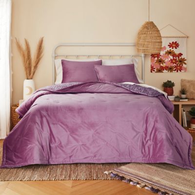 Wild Sage&trade; Velvet Floral 2-Piece Reversible Twin/Twin XL Quilt Set in Mauve Orchid