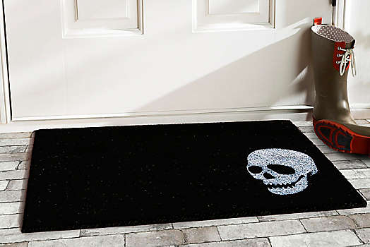 Gothic Skull Black White Modern Indoor Welcome Entrance Floor Door Mat Non Slip 