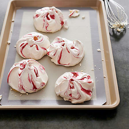 raspberry swirly meringues