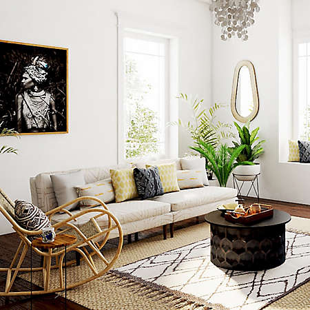 a bright and airy living room with stylish decor