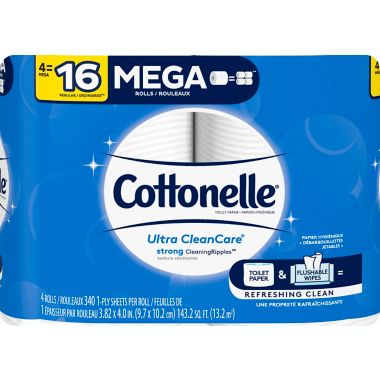 Cottonelle&reg; 4-Pack Ultra CleanCare&reg; Toilet Paper. View a larger version of this product image.