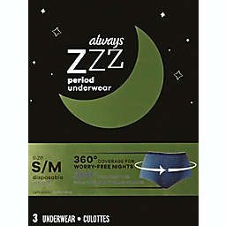 Always ZZZ 7-Count S/M Disposable Overnight Period Underwear in Blue