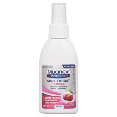 Mucinex&reg; 3.8 oz. Instasoothe&trade; Sore Throat Spray in Cherry. View a larger version of this product image.