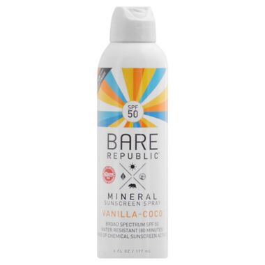 Bare Republic&reg; 6 fl. oz. Vanilla-Coco Mineral Sunscreen Spray SPF 50. View a larger version of this product image.