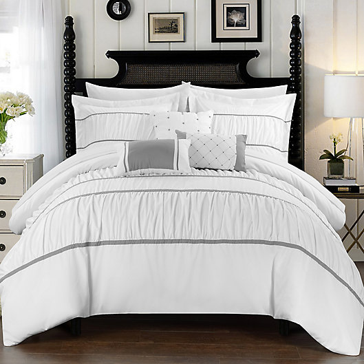 Alternate image 1 for Chic Home Aero 10-Piece Queen Comforter Set in White