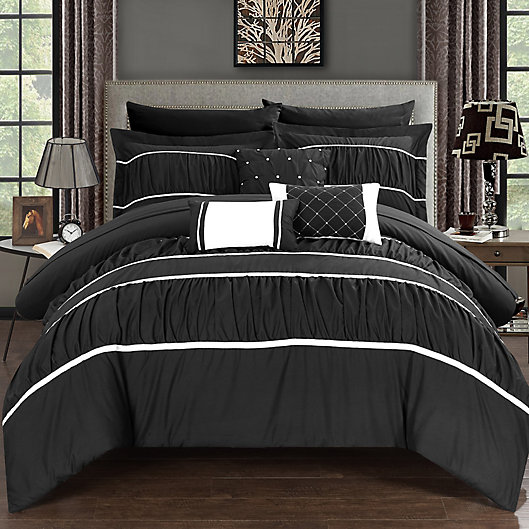Alternate image 1 for Chic Home Aero 10-Piece Queen Comforter Set in Black