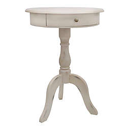 Decor Therapy Round Pedestal Side Table in White