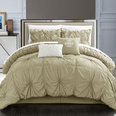 Chic Home Hilton 6-Piece Queen Comforter Set in Taupe