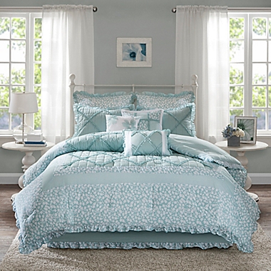 Madison Park Mindy 9-Piece King  Comforter Set in Aqua. View a larger version of this product image.