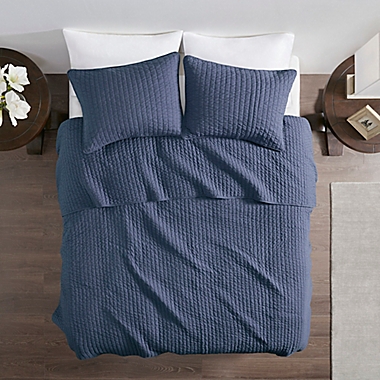 Madison Park Keaton 3-Piece Full/Queen Coverlet Set in Navy. View a larger version of this product image.