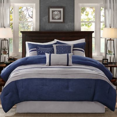grey and blue bedding sets