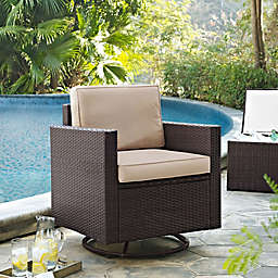 Crosley Palm Harbor All-Weather Resin Wicker Swivel Rocker Chair with Cushions