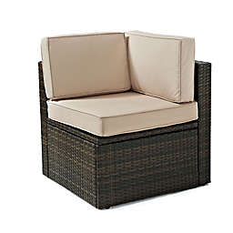 Crosley Palm Harbor All-Weather Resin Wicker Corner Chair with Cushions