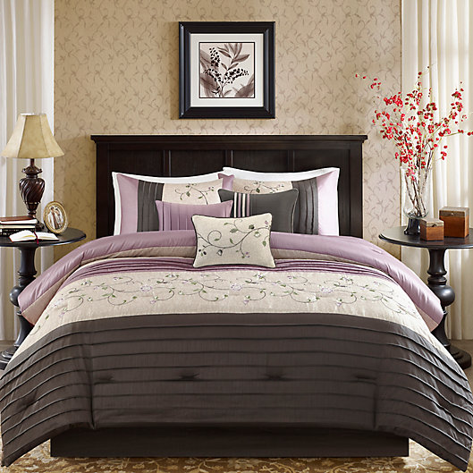 Madison Park Serene 7 Piece Comforter Set Bed Bath Beyond - What Color Comforter Goes With Light Purple Walls