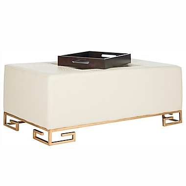 Safavieh Julian Faux Ostrich Ottoman in Cream. View a larger version of this product image.