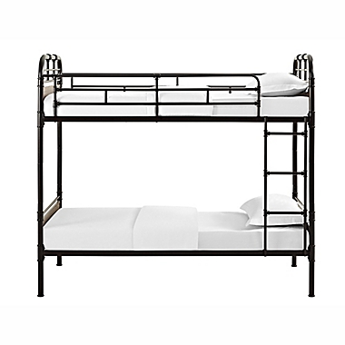 Forest Gate Rustic Industrial Twin-Over-Twin Bunk Bed in Black. View a larger version of this product image.