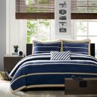 Alternate image 0 for Mi Zone Ashton Stripe Printed King/California King Comforter Bedding Set in Khaki/Navy