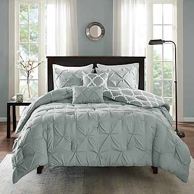 Madison Park Essentials Kasey 5-Piece Reversible Full/Queen Comforter Set in Grey. View a larger version of this product image.