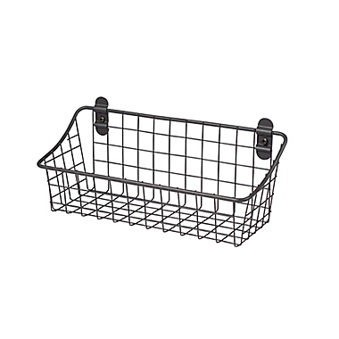 Spectrum&reg; Vintage Small Cabinet &amp; Wall Mount Basket in Grey. View a larger version of this product image.