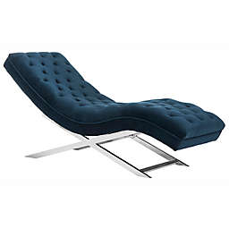 Safavieh Monroe Chaise Lounge in Navy with Headrest Pillow