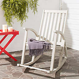 Safavieh Clayton All-Weather Acacia Wood Rocking Chair in White Wash
