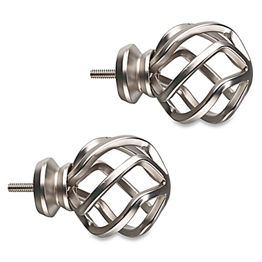 Cambria Premier Twist Ball Finials Polished Nickel Set of 2 NEW 