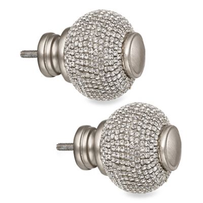 Cambria&reg; Premier Complete Twinkle Ball Finials in Brushed Nickel (Set of 2)