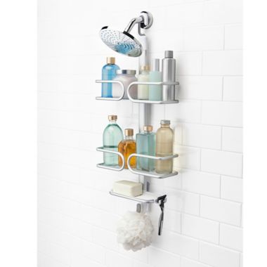 OXO Good Grips&reg; 3-Tier Shower Caddy in Aluminum. View a larger version of this product image.