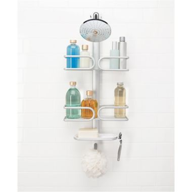 OXO Good Grips&reg; 3-Tier Shower Caddy in Aluminum. View a larger version of this product image.