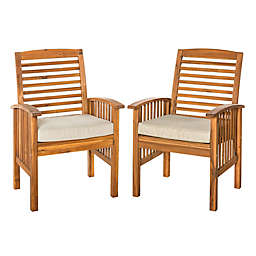 Forest Gate Eagleton Acacia Wood Patio Chairs with Seat Cushion (Set of 2)
