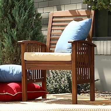 Forest Gate Eagleton Acacia Wood Patio Chairs with Cushions in Dark Brown (Set of 2). View a larger version of this product image.
