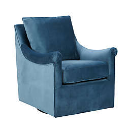 Madison Park Deanna Swivel Accent Arm Chair in Blue