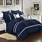 Alternate image 1 for Chic Home Palmetto 16-Piece Queen Comforter Set in Navy
