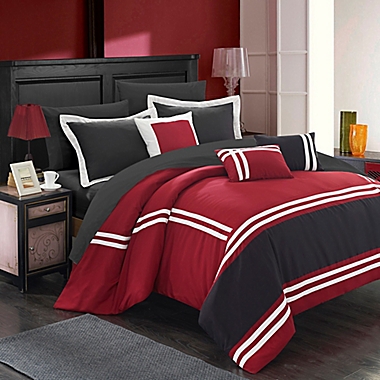 Chic Home Annabel 10-Piece Queen Comforter Set in Red. View a larger version of this product image.