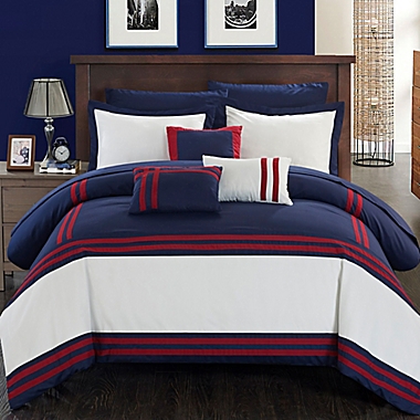 Chic Home Annabel 10-Piece Queen Comforter Set in Navy. View a larger version of this product image.