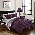 Alternate image 1 for Chic Home Portia 4-Piece Reversible Full/Queen Comforter Set in Purple