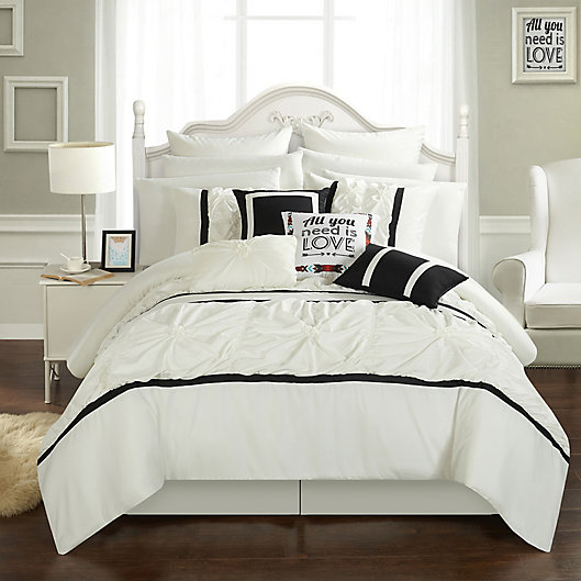 Alternate image 1 for Chic Home Palmetto 16-Piece Queen Comforter Set in White
