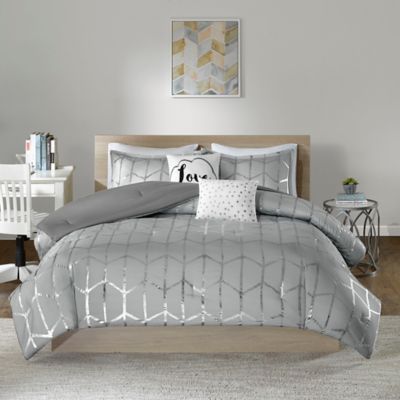 Intelligent Design Raina 5 Piece, Grey King Size Bed Comforter Sets